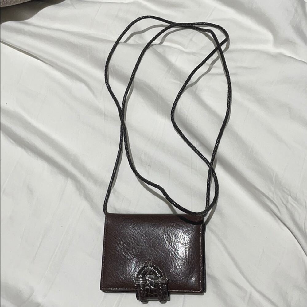 Brighton crossbody brown leather wallet euc